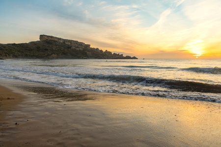 Sunset on the beach of Malta